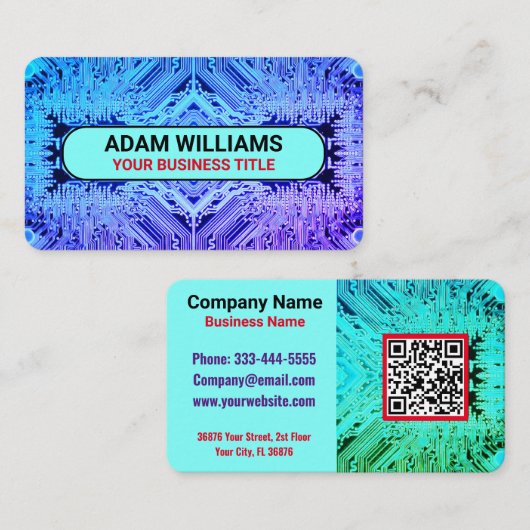Moderner QR-Code für gedruckte Leiterkarte (PCB) Visitenkarte (Vorne/Hinten)