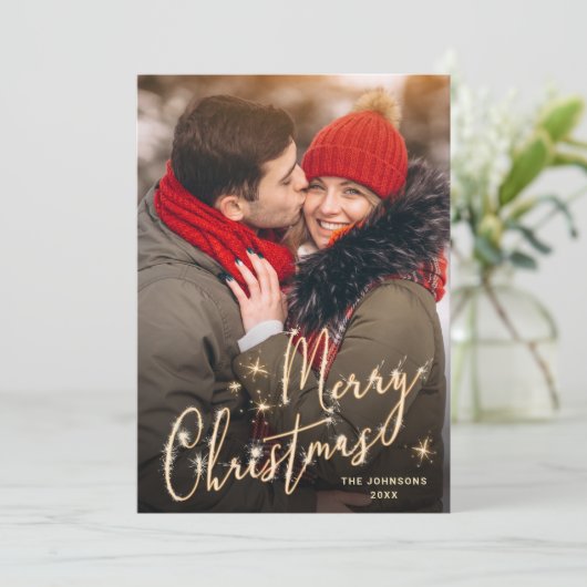 Moderner QR-Code für Goldene Weihnachten 2 FOTO (Stehend Vorderseite)