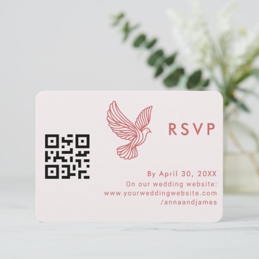 Moderner QR-Code für Hochzeiten - Minimalistisches RSVP Karte (Stehend Vorderseite)