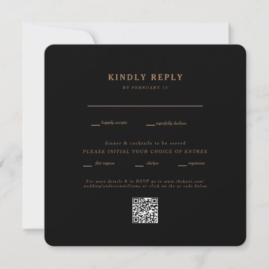 Moderner QR-Code für Hochzeiten mit schwarzem Quad (Vorderseite)