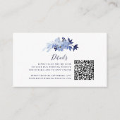 Moderner QR-Code für Hochzeiten von Blauer Flora u Begleitkarte (Vorderseite)