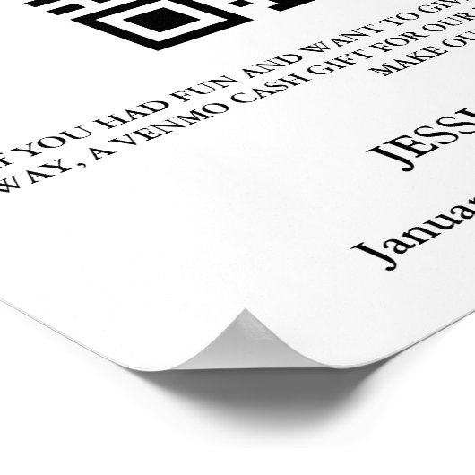 Moderner QR-Code für Hochzeitsflitterwochen Poster (Ecke)