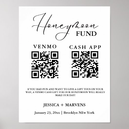 Moderner QR-Code für Hochzeitsflitterwochen Poster (Vorne)