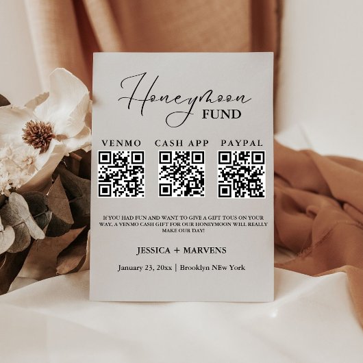 Moderner QR-Code für Hochzeitsflitterwochen Sockelschild