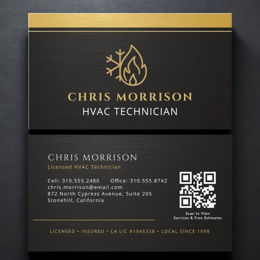 Moderner QR-Code für HVAC-Techniker Visitenkarte