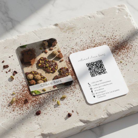 Moderner QR-Code für Kunsthandwerkerschokoladenmar Visitenkarte
