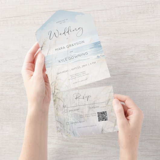 Moderner QR-Code für Küstengewässer All In One Einladung (Abreißen)