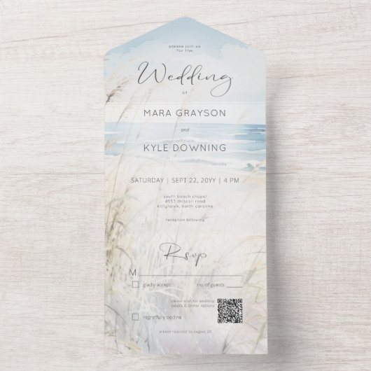 Moderner QR-Code für Küstengewässer All In One Einladung (Innen Boden)