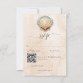 Moderner QR-Code für Küstenseeschellen und Hochzei RSVP Karte (Vorderseite)