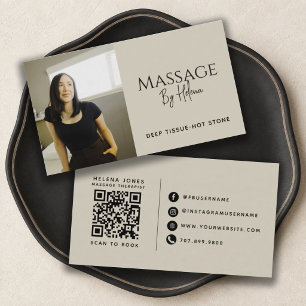 Moderner QR-Code für Massagetherapeuten-Foto Visitenkarte