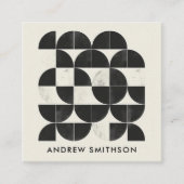 Moderner QR-Code für minimale geometrische Schwarz Quadratische Visitenkarte (Vorderseite)