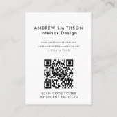 Moderner QR-Code für minimale geometrische Schwarz Visitenkarte (Rückseite)