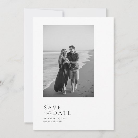 Moderner QR-Code für Minimalistisch 2 Foto Save The Date (Vorderseite)