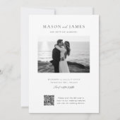 Moderner QR-Code für Minimalistisch 2 Foto Save The Date (Rückseite)