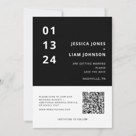Moderner QR-Code für Minimalistische Hochzeiten in Save The Date