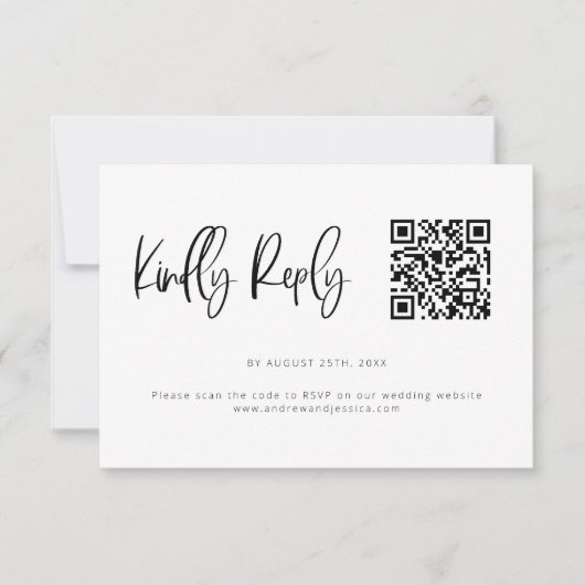 Moderner QR-Code für Minimalistische Hochzeiten RSVP Karte (Vorderseite)