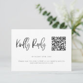 Moderner QR-Code für Minimalistische Hochzeiten RSVP Karte (Stehend Vorderseite)