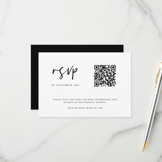 Moderner QR-Code für Minimalistische Hochzeiten RSVP Karte (Vorderseite/Rückseite Beispiel)