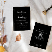 Moderner QR-Code für Minimalistische Hochzeitmonog Einladung