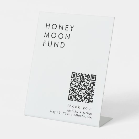 Moderner QR-Code für Minimalistische Honeymoon-Fon Sockelschild (Vorderseite)