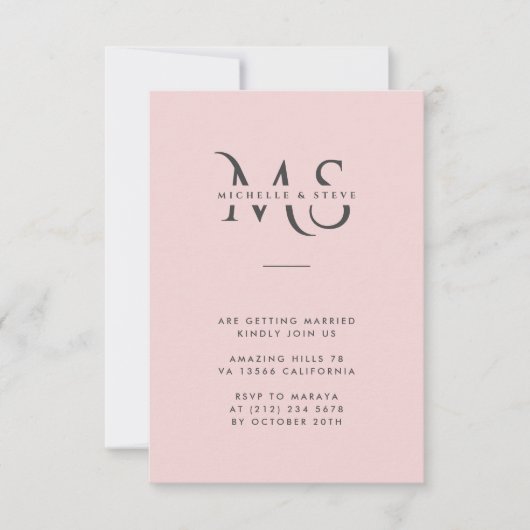 Moderner QR-Code für Minimalistische Rosa Hochzeit Einladung (Vorderseite)