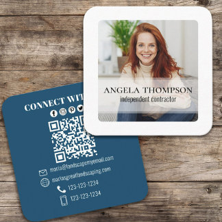 Moderner QR-Code für Minimalistisches Foto Quadratische Visitenkarte