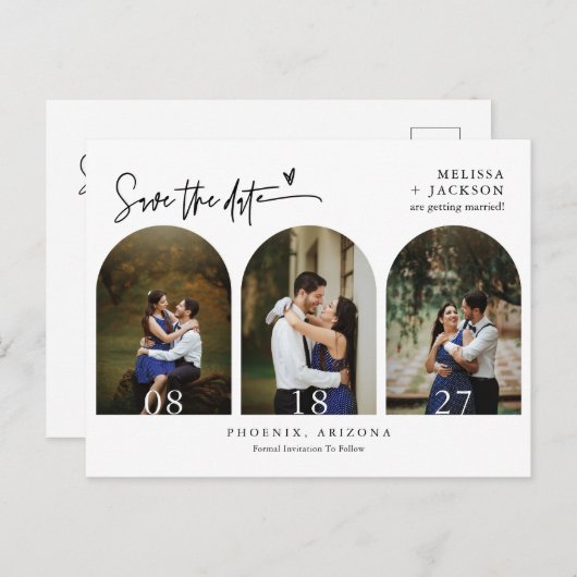 Moderner QR-Code für Minimalistisches Foto Save th Postkarte (Vorne/Hinten)