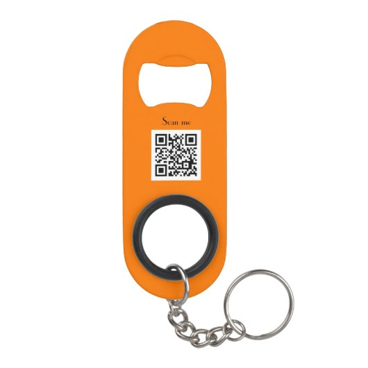 Moderner QR-Code für Minimalistisches Orange Busin Mini Flaschenöffner (Rückseite)