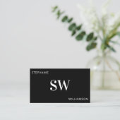 Moderner QR-Code für Monogramm Minimal Schwarz/Wei Visitenkarte (Stehend Vorderseite)