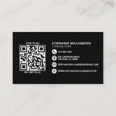 Moderner QR-Code für Monogramm Minimal Schwarz/Wei Visitenkarte (Rückseite)