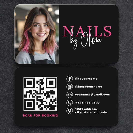 Moderner QR-Code für Nageltechniker-Fotos Visitenkarte