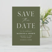 Moderner QR-Code für Olive Green Save The Date (Stehend Vorderseite)