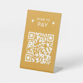Moderner QR-Code für Restaurants, die Gold bezahle Sockelschild (Vorderseite)