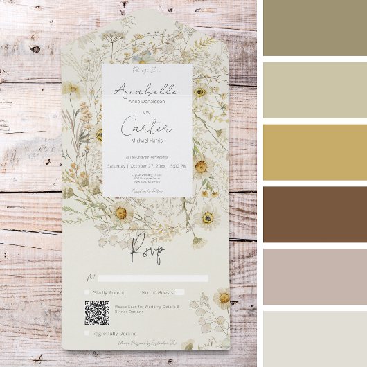 Moderner QR-Code für rustikal getrocknete Milchpro All In One Einladung