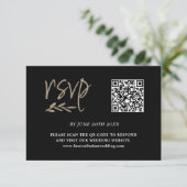 Moderner QR-Code für Schwarz & Gold RSVP Karte (Stehend Vorderseite)