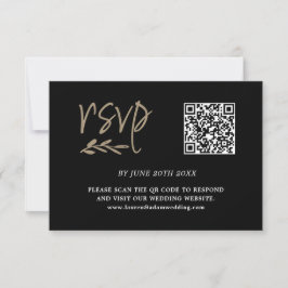 Moderner QR-Code für Schwarz & Gold RSVP Karte
