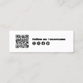 Moderner QR-Code für Schwarz und Weiß Mini Visitenkarte (Rückseite)