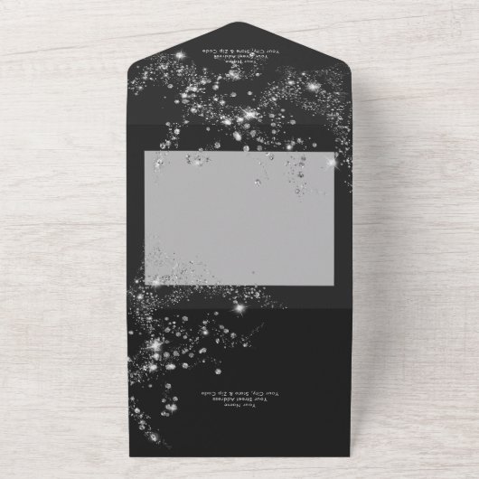 Moderner QR-Code für Schwarz/Weiß-Diamanten All In One Einladung (Außenbereich)