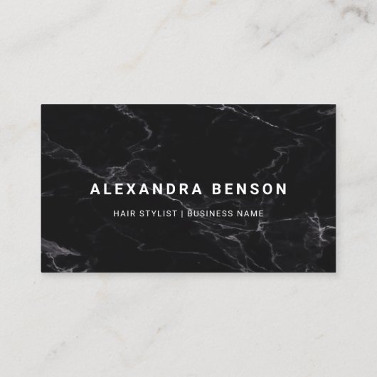 Moderner QR-Code für Schwarz-Weiß-Marmor Visitenkarte (Rückseite)