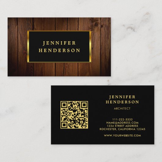 Moderner QR-Code für schwarzes Gold beruflich Visitenkarte (Vorne/Hinten)