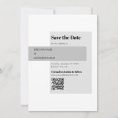 Moderner QR-Code für Schwarzweiß-Hochzeiten Save The Date (Vorderseite)