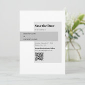 Moderner QR-Code für Schwarzweiß-Hochzeiten Save The Date (Stehend Vorderseite)