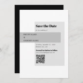 Moderner QR-Code für Schwarzweiß-Hochzeiten Save The Date (Vorne/Hinten)
