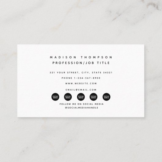 Moderner QR-Code für Social Media-Logos für Schwar Visitenkarte (Rückseite)