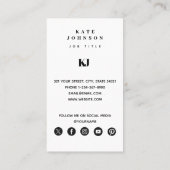 Moderner QR-Code für Solid Monogram Visitenkarte (Rückseite)