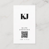 Moderner QR-Code für Solid Monogram Visitenkarte (Vorderseite)