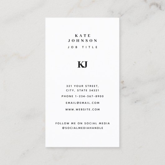 Moderner QR-Code für Solid Monogram Visitenkarte (Rückseite)