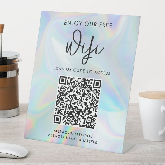 Moderner QR-Code für Unternehmen - Holografischer Sockelschild (In Situ)