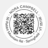 Moderner QR-Code für Unternehmensnamen Rücksendead Runder Aufkleber (Vorderseite)