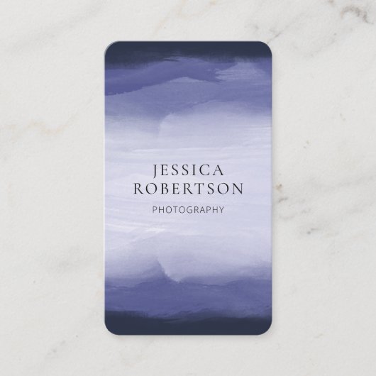 Moderner QR-Code für wasserfarbene Navy Blue Socia Visitenkarte (Vorderseite)